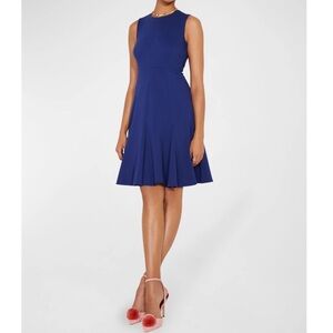 Kate Spade Fit & Flare Sleeveless Ponte Drop Waist Dress Navy Blue Size 16